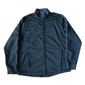 Reebok Track Jacket Full Zip Men's XL Mock Neck Black Softshell Embroidered